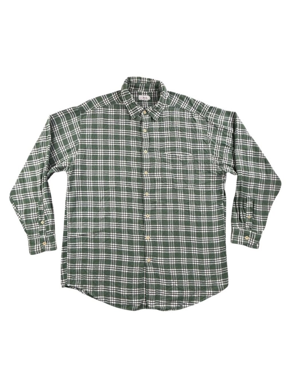 Vintage J Crew Shirt Mens XLT Green Plaid Flannel Button Up Long Sleeve Oarsman